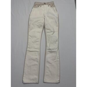 Abercrombie & Fitch Bootcut Jeans Womens 26 Beige High Rise Faux Leather 26x29.5